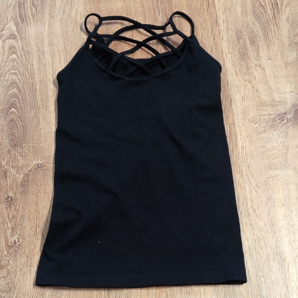 Black Strappy Women's Top - Picture 3 of 4